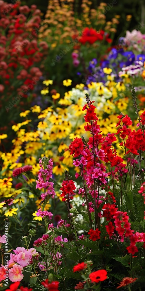 Obraz premium Colorful Flowers Blooming in a Garden