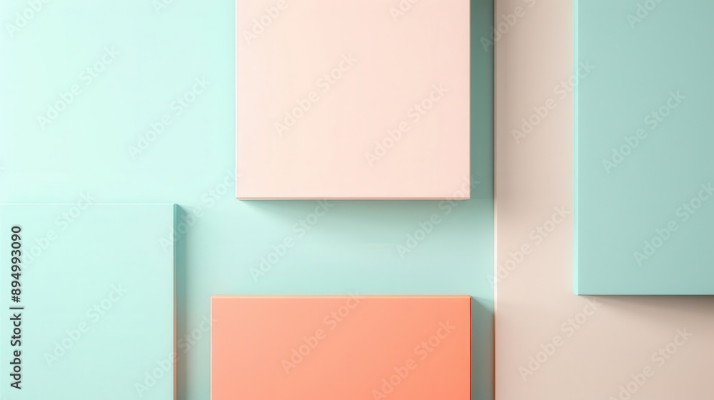 Abstract geometric background with pastel colored squares on a blue background. Abstract geometric background with pastel colored squares on a blue background.