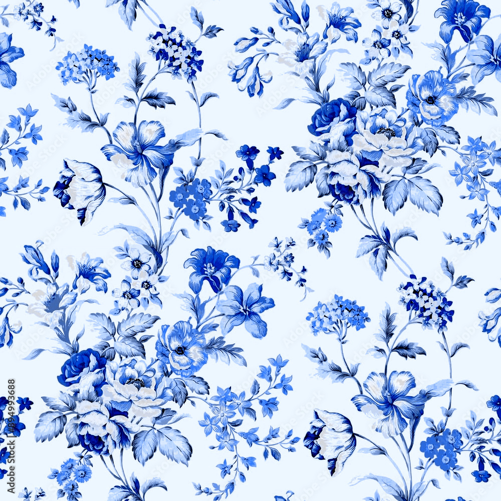 Fototapeta premium blue floral background