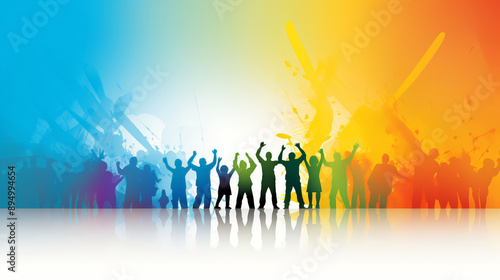 silhoutte people in party and concert with having fun Youth day , colorful  background