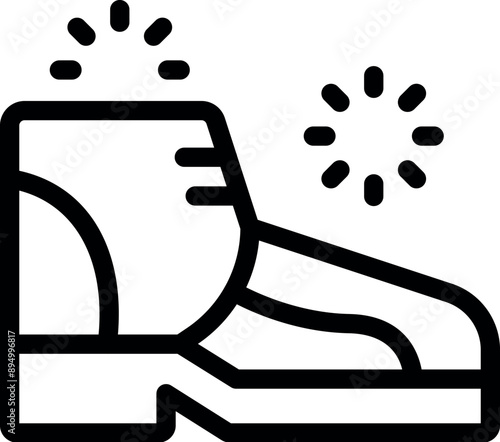 Line icon of an orthopedic shoe relieving pain by providing arch support