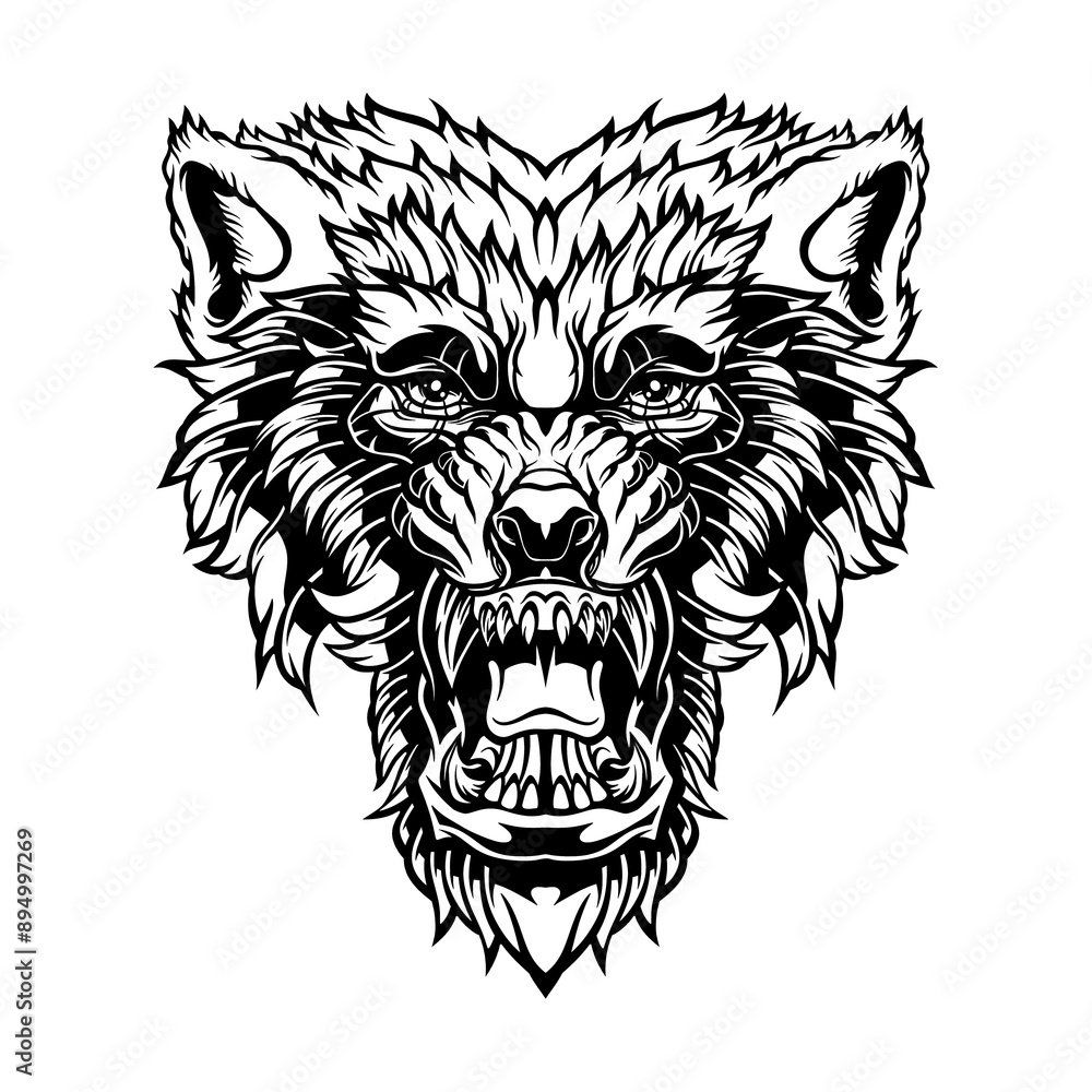 Obraz premium Head of a growling wolf. 