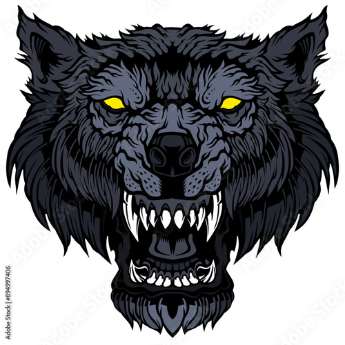 Tableau sur toile Head of a growling wolf.