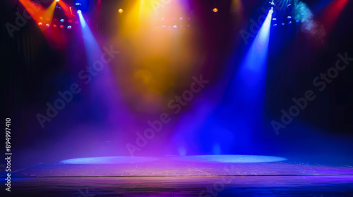 Colorful stage lighting for a theatrical performance photo