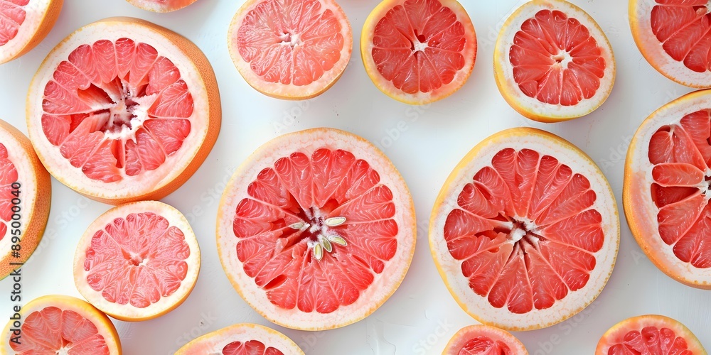 Fresh Sliced Grapefruits on White Background Fresh Sliced Grapefruits on White Background