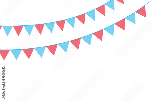 Carnival garland with flags. Decorative colorful party pennants for birthday celebration, festival and fair decoration. Vector illustration. EPS 10