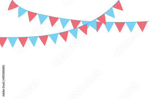 Carnival garland with flags. Decorative colorful party pennants for birthday celebration, festival and fair decoration. Vector illustration. EPS 10