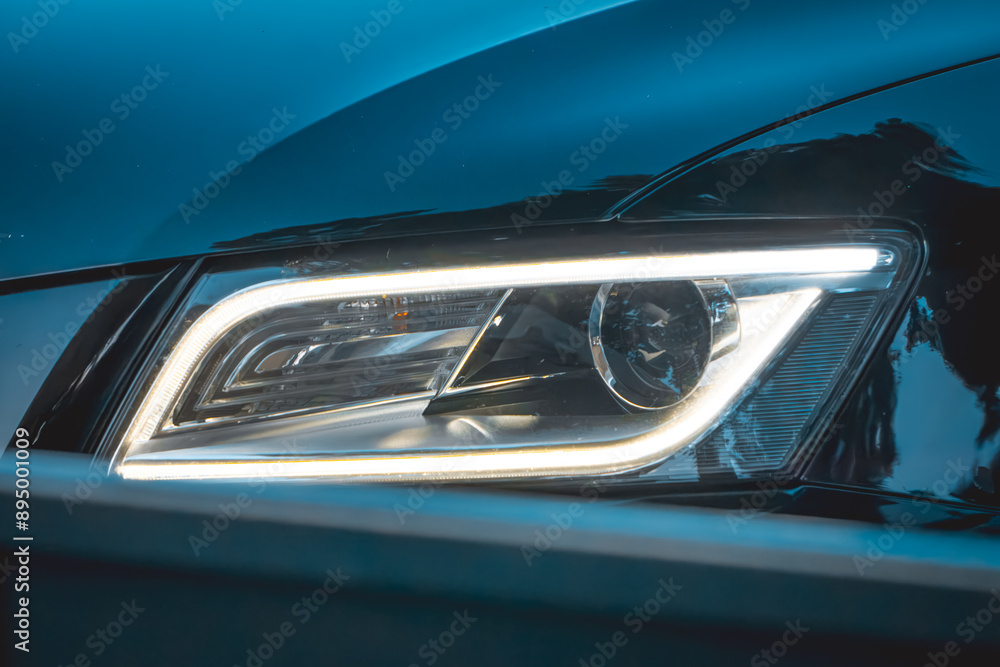 glowing led lamp in a modern car. glowing led lamp in a modern car.