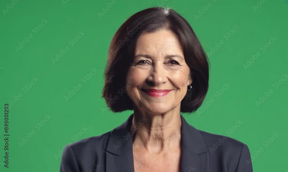 Portrait of a smiling senior businesswoman on a green background. Portrait of a smiling senior businesswoman on a green background.