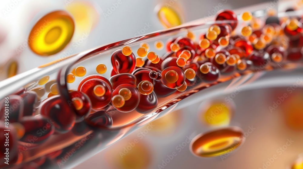ภาพประกอบสต็อก Fat clogs blood. The accumulation of excess fat ...