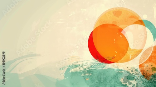 A colorful abstract painting with a blue and green background