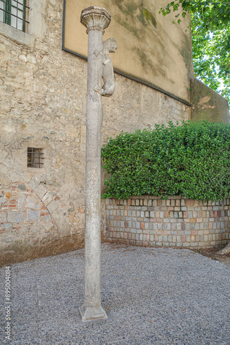 Girona, Spain - 23 July, 2024: 'La Leona', The Lioness Bottom Statue, a symbol of the city of Girona, Catalonia photo