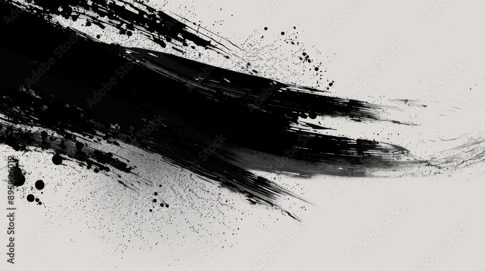 Naklejka premium Modern black ink background with grunge splatter for high-end design.