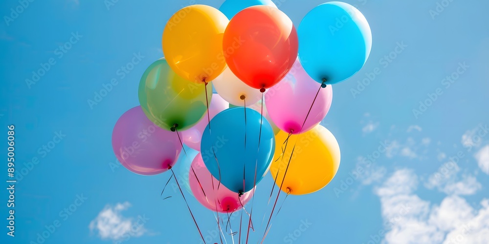 Colorful Balloons Floating In The Blue Sky Colorful Balloons Floating In The Blue Sky