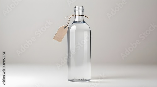 Glass bottle with a blank tag.