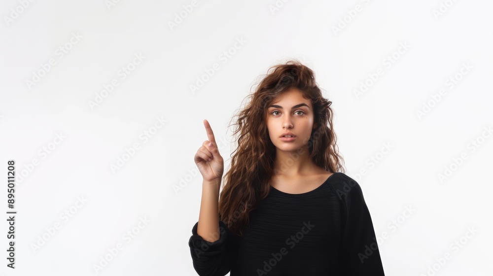 Young Uruguayan woman over isolated white background looking far away with hand to look something. Young Uruguayan woman over isolated white background looking far away with hand to look something.