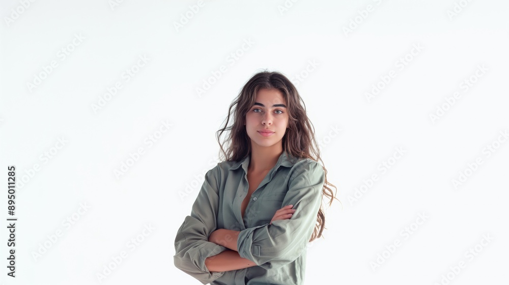 Young Uruguayan woman over isolated white background looking far away with hand to look something. Young Uruguayan woman over isolated white background looking far away with hand to look something.