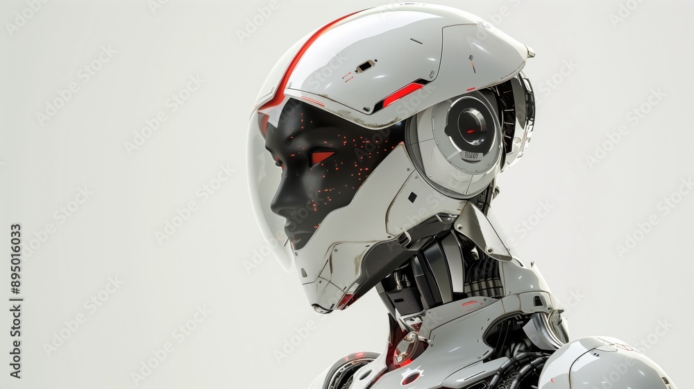 Portrait of a humanoid robot of the future	
