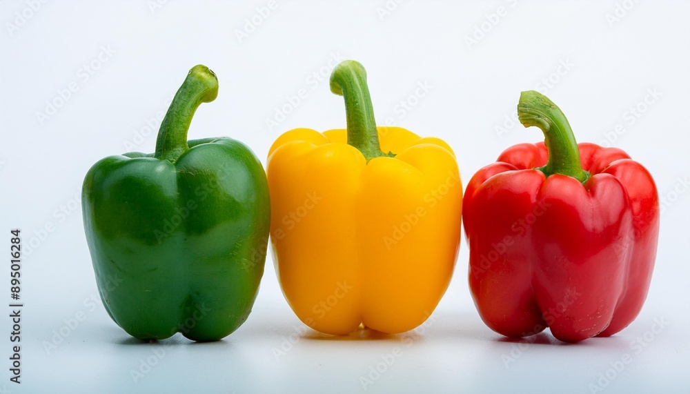 Paprika in rot, grün und gelb isoliert auf weißem hintergrund Paprika in rot, grün und gelb isoliert auf weißem hintergrund