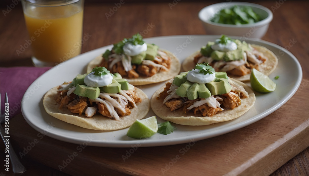 tostadas with chicken avocado, and cheese tostadas with chicken avocado, and cheese