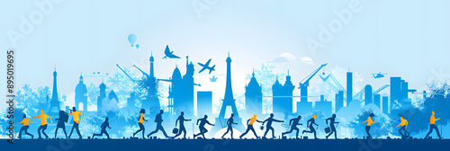 Parisian Sports Silhouettes - Minimalist Vector Illustration of Athletes