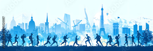 Parisian Sports Silhouettes - Minimalist Vector Illustration of Athletes