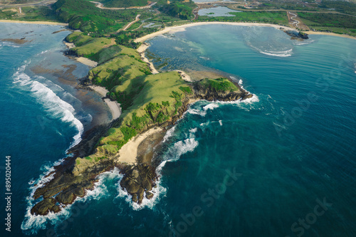 Beautiful coastline with white sand beaches at Bukit Merese on Lombok, Indonesia; Lombok, West Nusa Tenggara, Indonesia