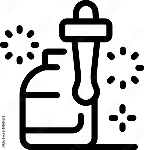 Chemical dropper dispensing a sparkling substance from a bottle, representing a scientific experiment or discovery