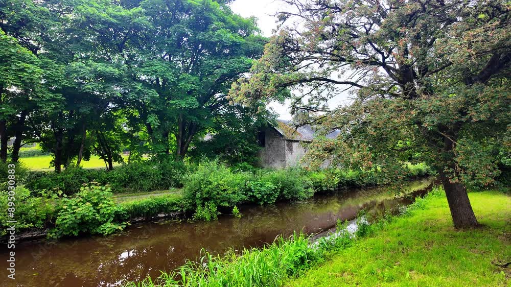 Ireland tranquil scene Barrow River at Milford Mills in Carlow Ireland on a bright summer day Ireland tranquil scene Barrow River at Milford Mills in Carlow Ireland on a bright summer day