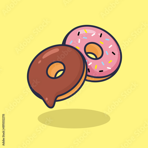 donut vector illustration. looks very delicious. premium vector with cartoon style. Suitable for icons, stickers, logos, design needs, etc