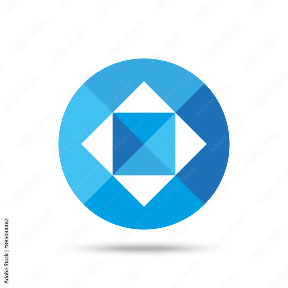 Blue circle logo with squares shape inside geometric abstract forms. Modern vector logotype for tech branding, technology company, and database apps. Blue circle logo with squares shape inside geometric abstract forms. Modern vector logotype for tech branding, technology company, and database apps.