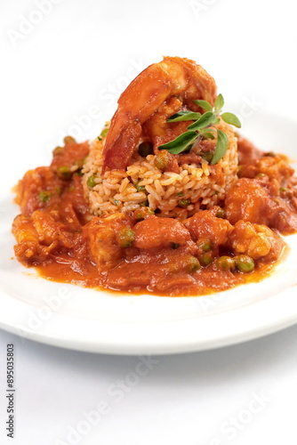 Shrimp risotto on the plate