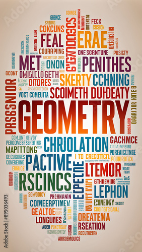 Geometry word cloud collage, education concept background