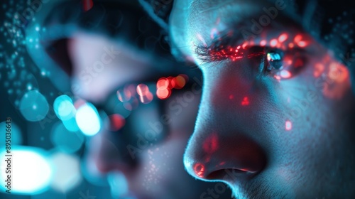 A cinematic portrayal of hackers in action, with a focus on their faces illuminated by the glow of computer screens, conveying the secretive and high-stakes nature of cybersecurity.