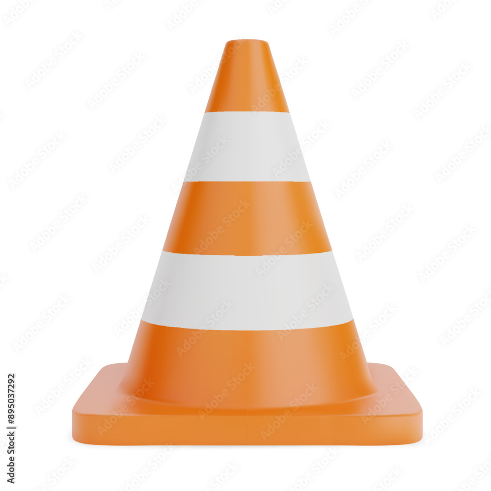3D traffic cones on white background, 3D vector illustration 3D traffic cones on white background, 3D vector illustration