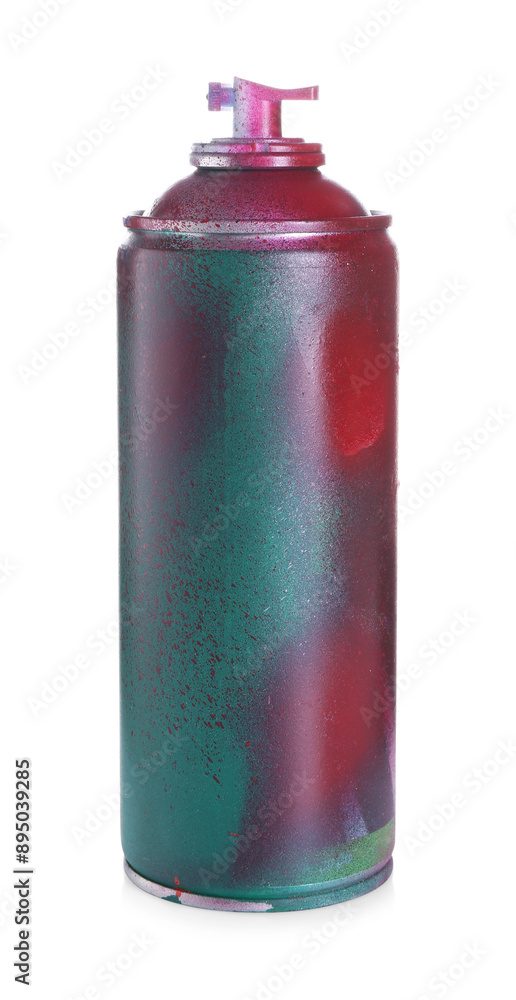 One can of bright spray paint isolated on white One can of bright spray paint isolated on white
