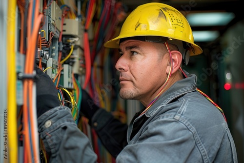 Experienced Electrician Working with Wires - Profile of Skilled Electrical Professional in Action