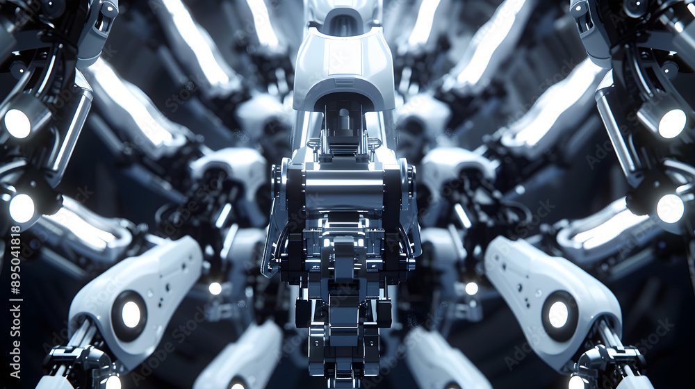 Fototapeta premium Illuminated Robot Arms: Precision and Performance arm robotic autonomous