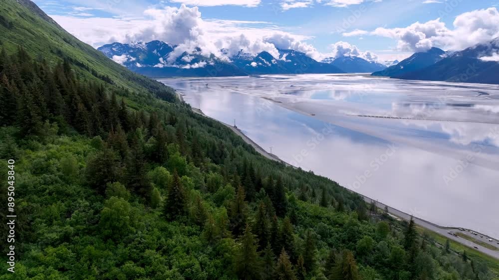 aerial push in overlooking the turnagain arm in alaska aerial push in overlooking the turnagain arm in alaska