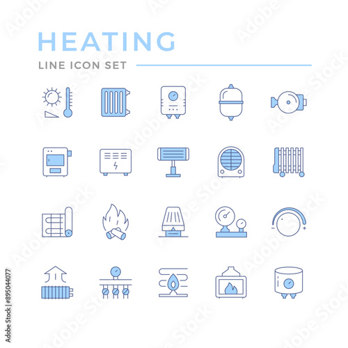 Set color line icons of heating