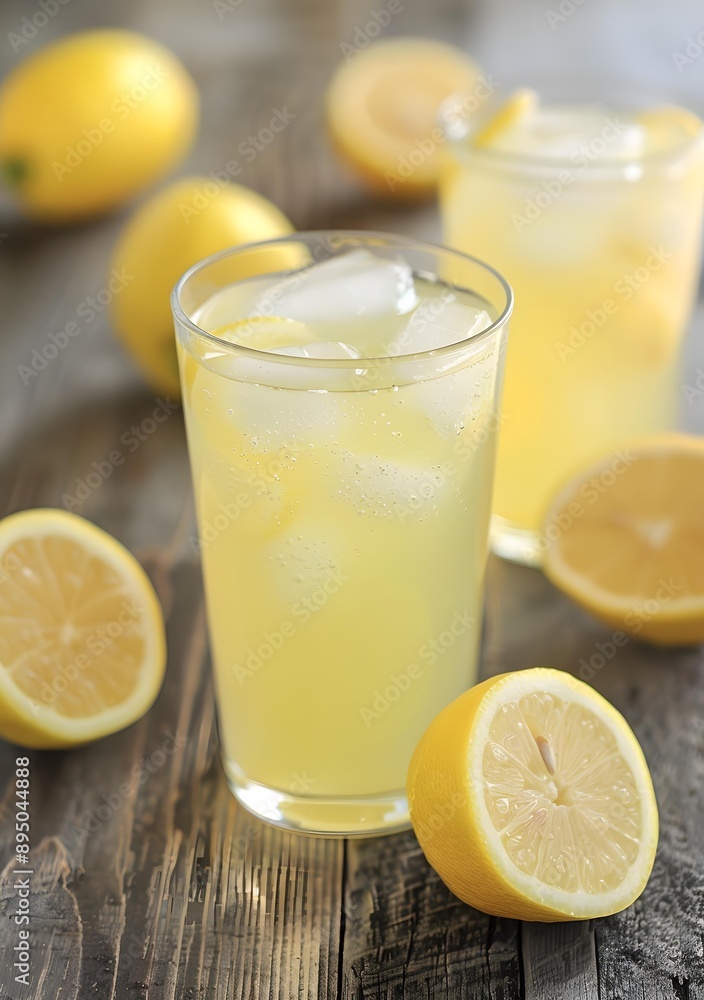 Lemonade with Ice Cubes and Lemon Slices Lemonade with Ice Cubes and Lemon Slices