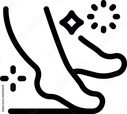 Line icon of bare feet stepping carefully and quietly, emphasizing the concept of stealth and discretion