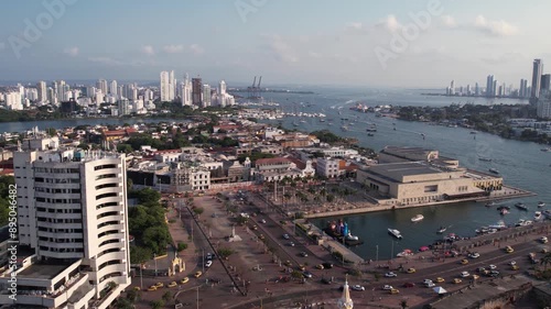 Wallpaper Mural Aerial View of Cartagena, Colombia, Coastal Traffic, Buildings and Port, Drone Shot Torontodigital.ca