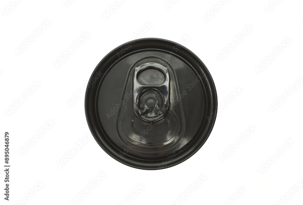 Top view of closed black aluminum soda can isolated on white background Top view of closed black aluminum soda can isolated on white background