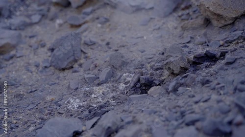 Smoke coming from the underground coal field fire in Jharia, Jharkhand, India photo