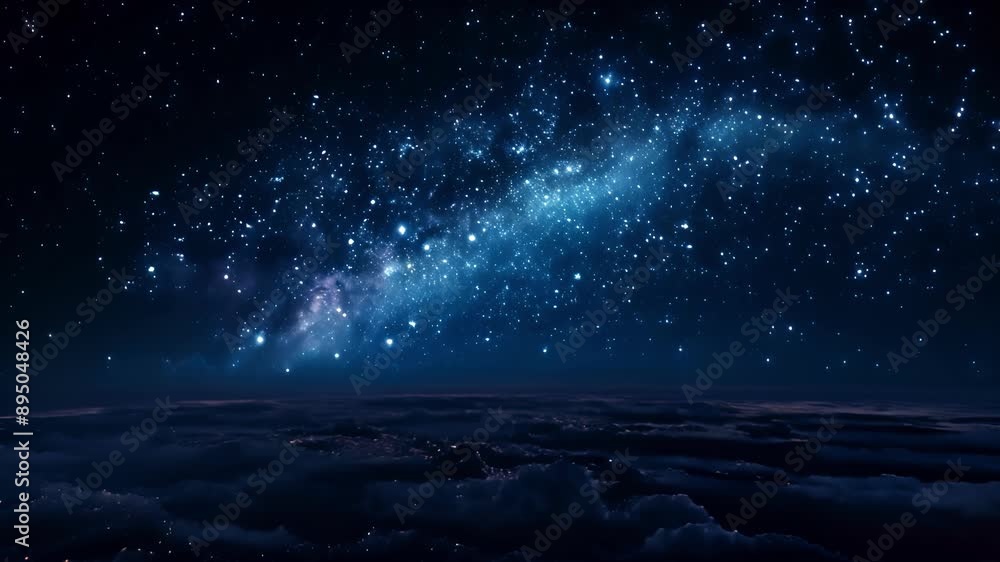 Dark clouds and stars in the night sky. Drone view of starry night heaven. Ai generated. Dark clouds and stars in the night sky. Drone view of starry night heaven. Ai generated.