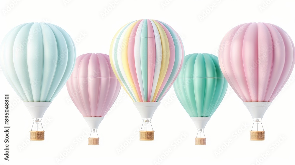 Five colorful hot air balloons floating in the sky Five colorful hot air balloons floating in the sky