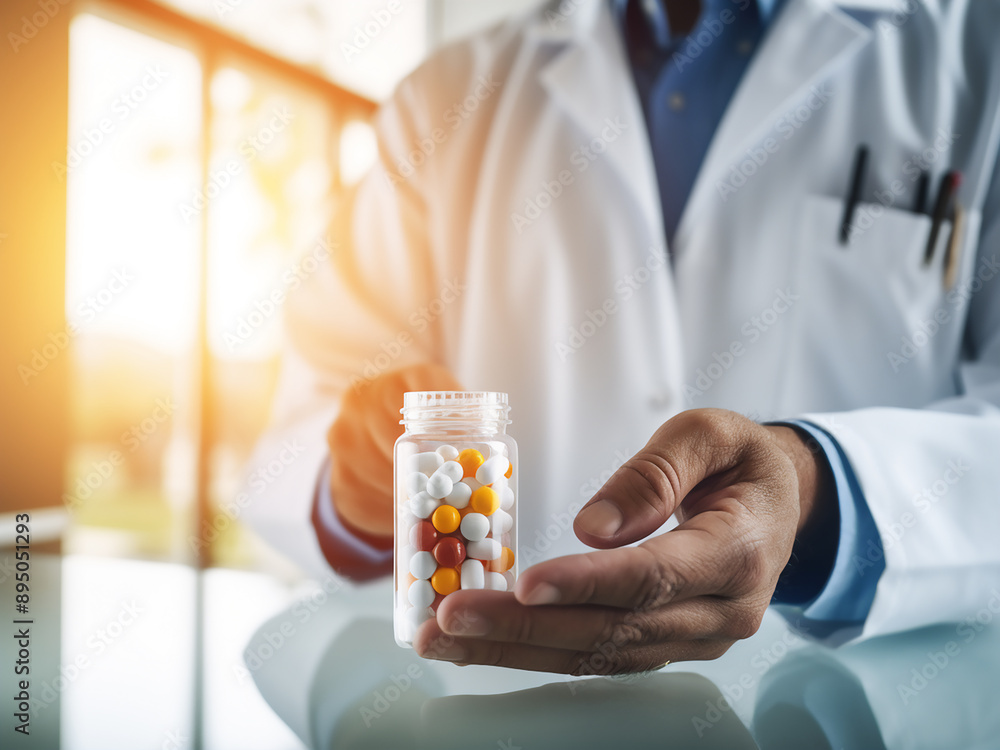Healthcare professional advising a patient on how to use prescribed medication in the hospital Healthcare professional advising a patient on how to use prescribed medication in the hospital