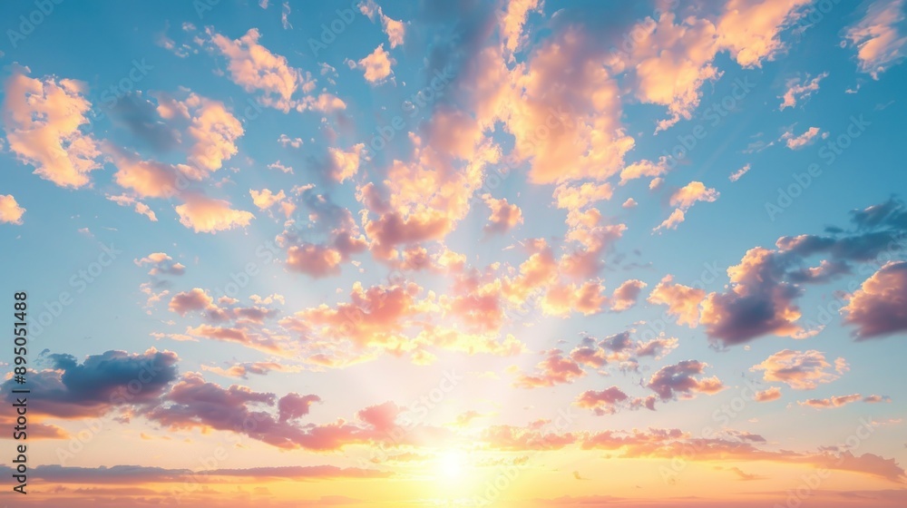 Stunning Sunset with Fluffy Clouds Stunning Sunset with Fluffy Clouds