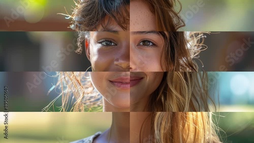 The Beauty of Change: Capturing Teenage Diversity in Fine Art Portraits - faces of teens morphing with mosaic effect camera zoom